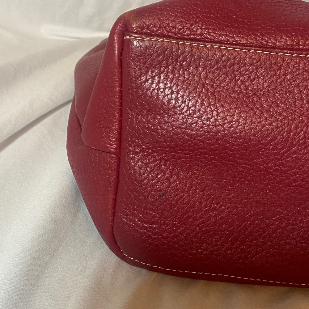 Tignanello Brick Red Genuine Pebble Leather Shoulder Satchel handbag tote - Picture 5 of 12
